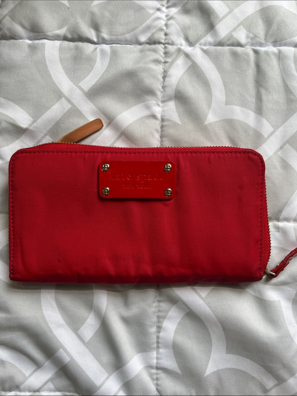 kate spade Red Zip Around Wallet with Gold Accents